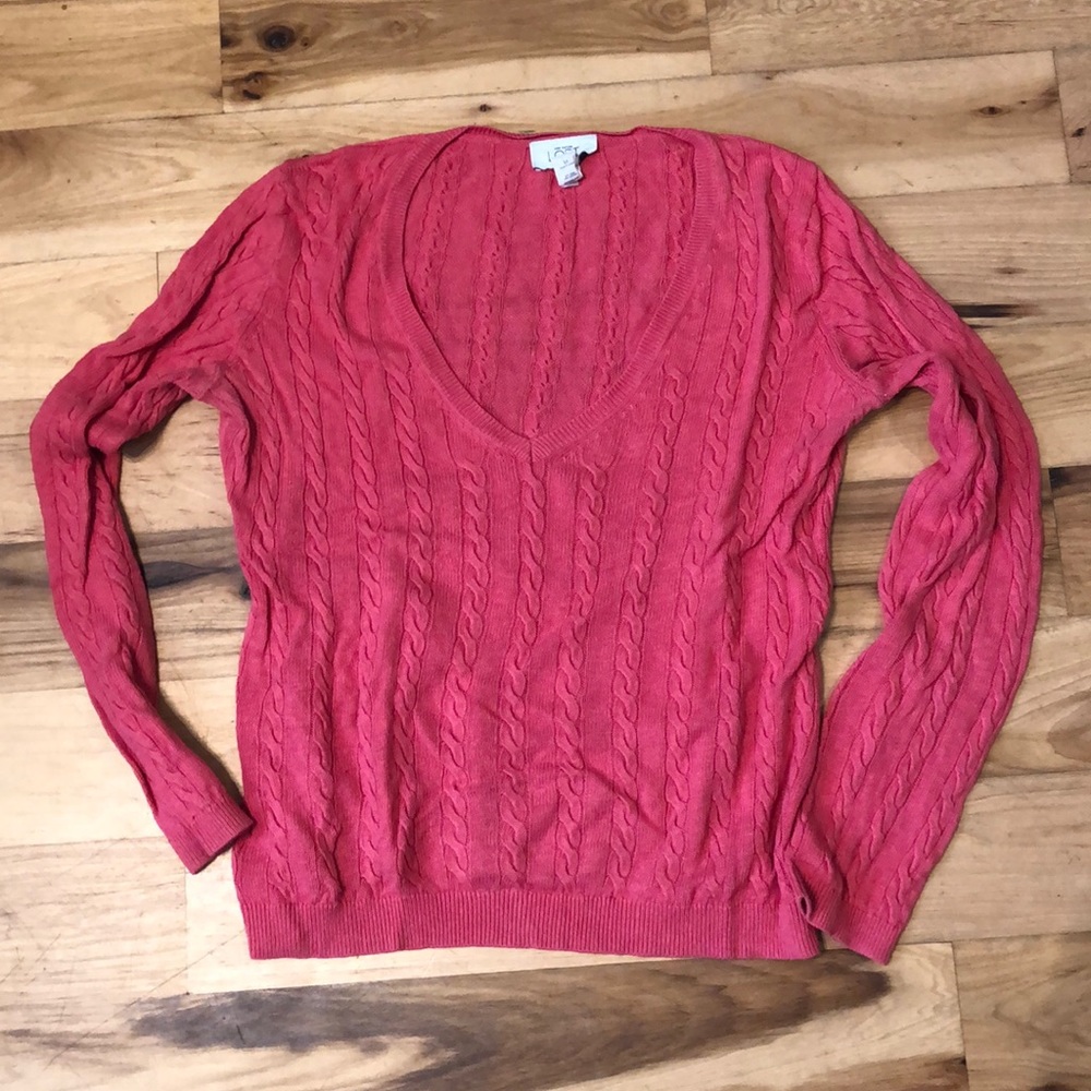 Loft coral v-neck sweater